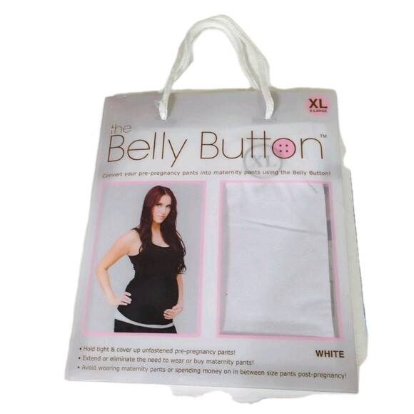 Brand NEW XL White "The Belly Button" Maternity Extender Converts Pre Baby Pants - Picture 1 of 6
